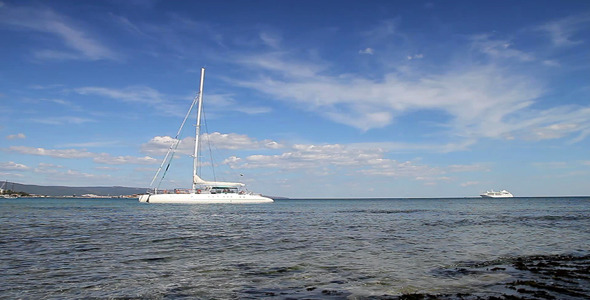 White Catamaran On The Sea