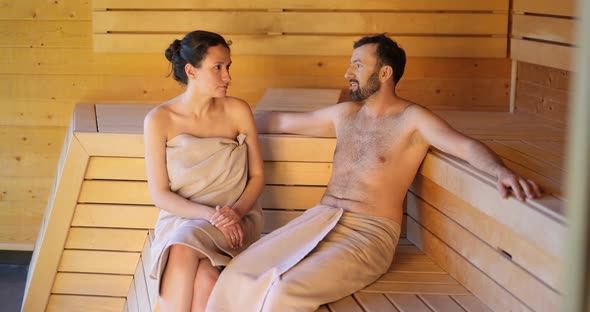 Couple Resting in a Sauna