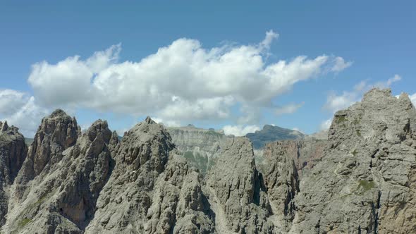 Jagged Mountain peaks near passo gardena, dolomites, italian alps