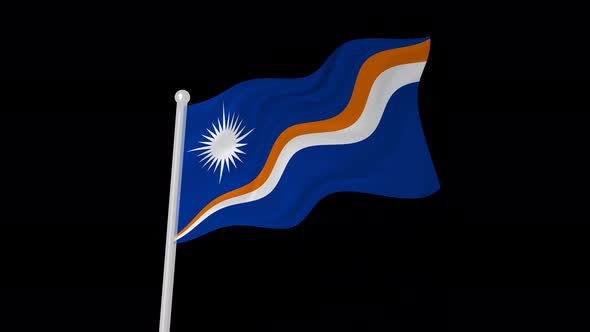 Marshall Islands Flag Wavy Animated On Black Background