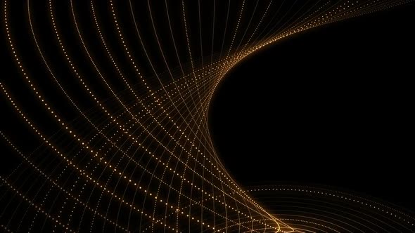 Elegant Gold Fractal Wave Particles Background