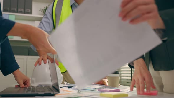 Close up hands group of businessman and woman people meeting in office.