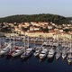 Aerial cinematic view of port full of sailboats, yachts and boats in Croatia, France, Italy or Greec - VideoHive Item for Sale