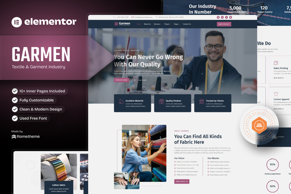 Garmen - Textile & Garment Industry Elementor Template Kit