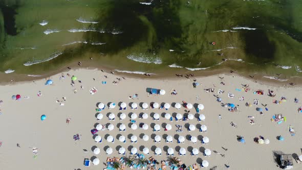 Aerial footage of the beautiful coastline of Bulgaria at the area of Sunny Beach