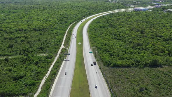 Aerial View From Drone on Asphalt Highway Road