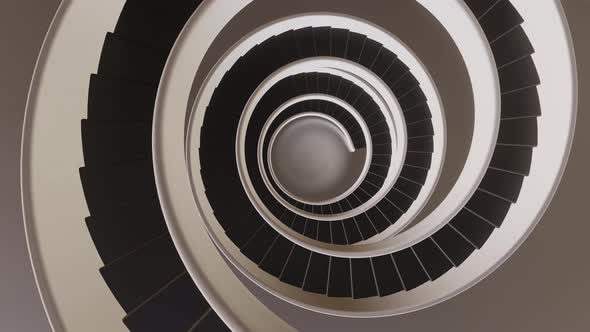 Endless White and Black Spiral Staircase