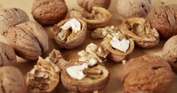 Delicious and Fresh Walnuts on a Wooden Table