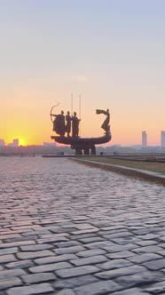 Monument To the Founders of the City in the Morning at Dawn