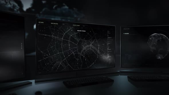 Futuristic GPS Navigation System Determines Locations Of Vehicles In City alt