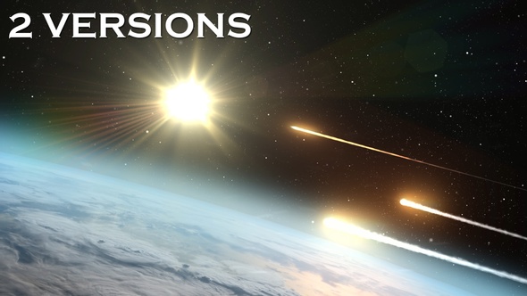 Meteors Asteroids Burning in Earth Atmosphere- 2 Pack