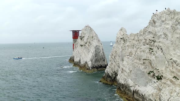 Lighthouse Sat at the End of The Needles a Natural Chalk Coastal Feature