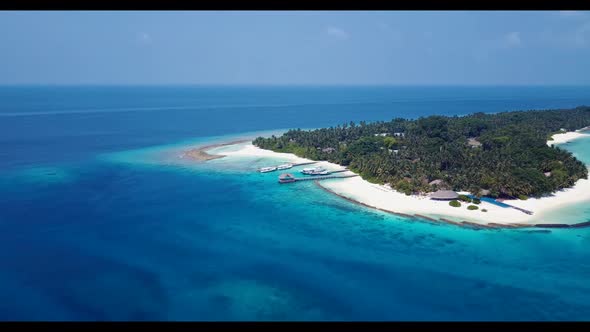 Aerial view texture of perfect seashore beach lifestyle by blue lagoon with white sand background of