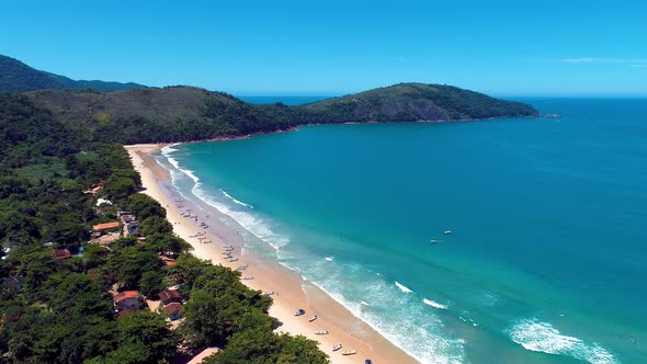 Paraty bay water. Beach landmark travel destination in Brazil.