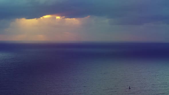 Aerial of sea and clouds