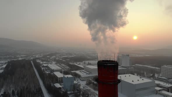GLOBAL WARMING Pipes Pollute Industry Atmosphere With Smoke Ecology Pollution
