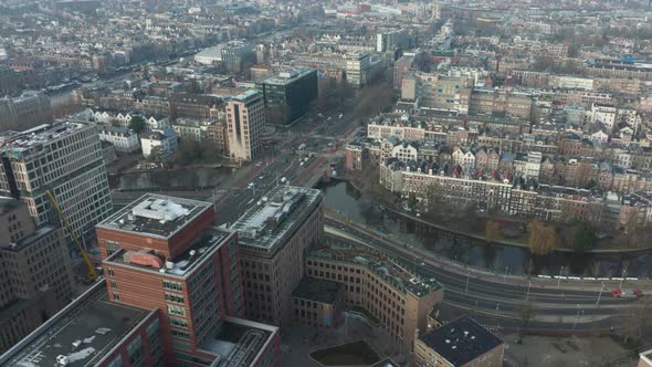 Aerial Hyperlapse of the Infrastruture Intersection in Amsterdam at the Wibautstraat and Mauritskade