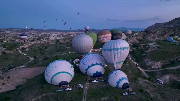 Aerial view Hot air baloons in Turkey 4 K