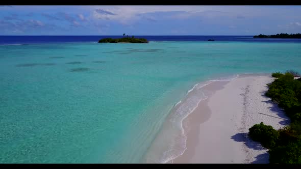 Aerial drone view texture of exotic sea view beach time by transparent water and white sand backgrou