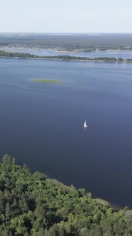 Vertical Video Aerial View of the Dnipro River  the Main River of Ukraine