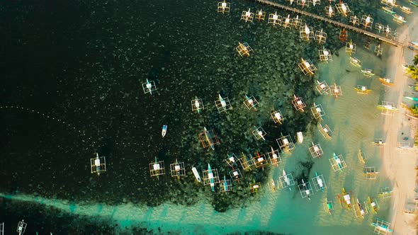 Pier with Boats in the Sea Aerial View