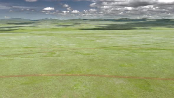 Vast Empty Meadow of Central Asian Plain