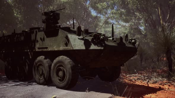 Armored Battle Army Tank on the Road