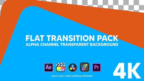 Flat Transition Pack alpha channel transparent background orange and sky blue color 4K alt
