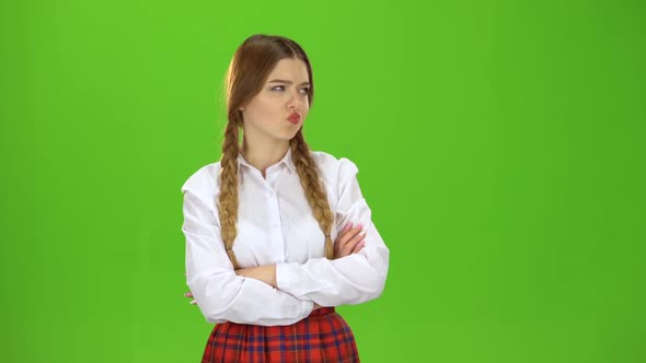 Student Is Offended and Sad. Green Screen