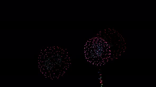Many flashing colourful fireworks in event amazing with black background celebrate New Year.