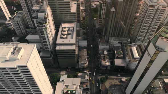 4k Aerial city view of Bangkok dowtnown, Flying over Bangkok, Thailand.