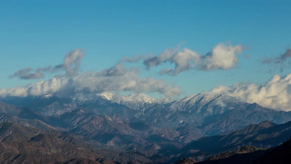 California Mountains near Los Angeles With Snow and Clouds Day