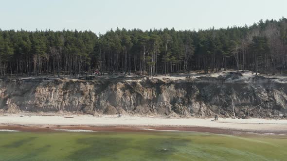 AERIAL: The Dutchman's Cap Viewpoint on Parabolic Dune on the Moraine Ridge and Pine Forest