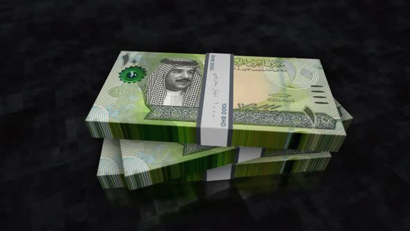 Bahrain Dinar money banknote pile packs