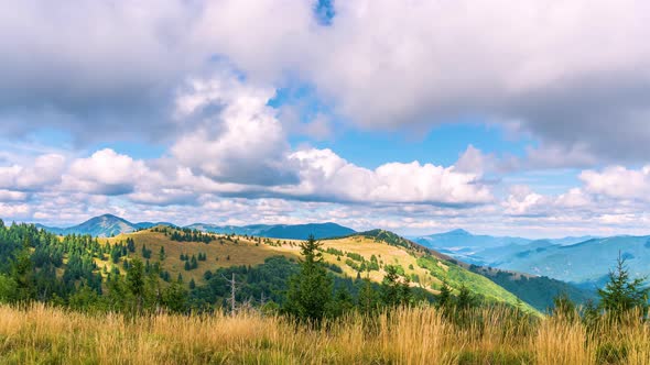 Clouds Sky Motion Fast over Summer Alpine Mountains Nature