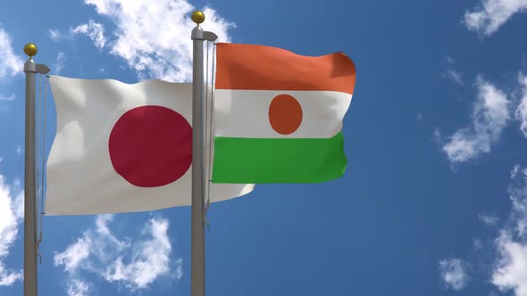 Japan Flag Vs Niger Flag On Flagpole