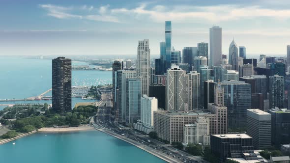 Business Financial Downtown City and Skyscrapers Buildings Chicago Cityscape