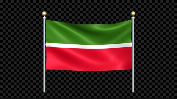 Tatarstan Flag Waving In Double Pole Looped