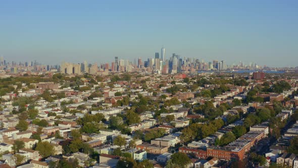 Aerial of suburbs of New York City