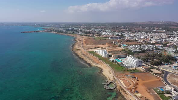 Aerial view of the Ayia Napa resort town, Cyprus