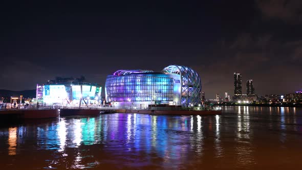 Night Waterfront Building