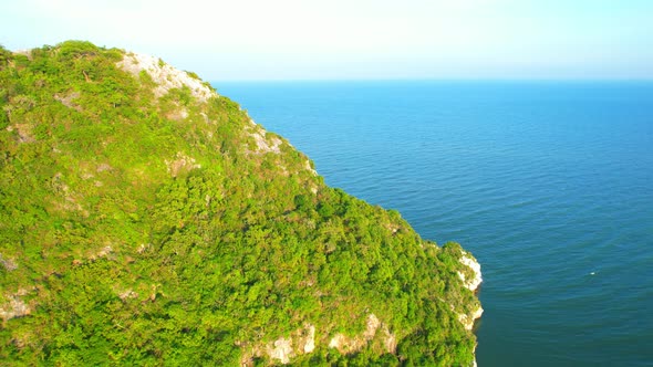 4K Aerial view of the thailand coastline near valley on the Big Island. Dynamic aerial shot