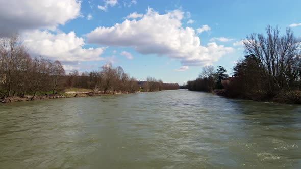 Forward motion across a calm river