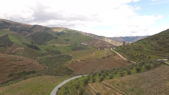 Road on Mountains Vineyards of Douro Valley, Portugal