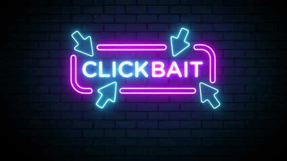 Clickbait Fake News Neon Sign on Brick Wall