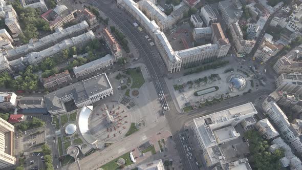Kyiv. Ukraine: Independence Square, Maidan. Aerial View, Flat, Gray