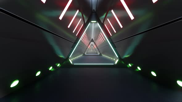 Neon Corridor Tunnel in Abstract Style Game Design Neon Light