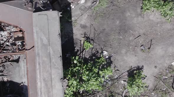 Vertical Video of a Destroyed Russian Military Equipment During the War in Ukraine