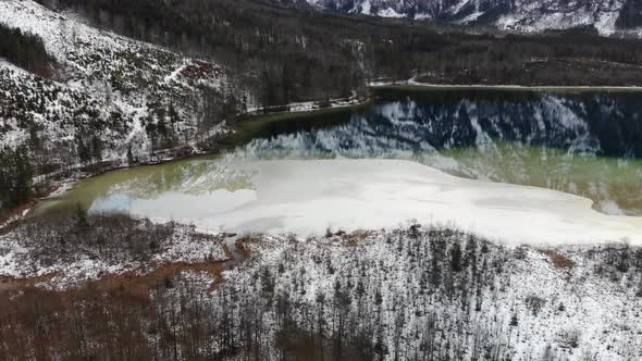 Beautiful Winter Landscape on the Lake Offensee in the Mountains in Upper Austria Salzkammergut