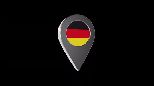 3d Animation Map Navigation Pointer With Germany Flag With Alpha Channel  - 2K